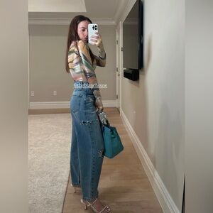 NWT AFRM Kaylee Metallic Mesh Long Sleeve Top XS